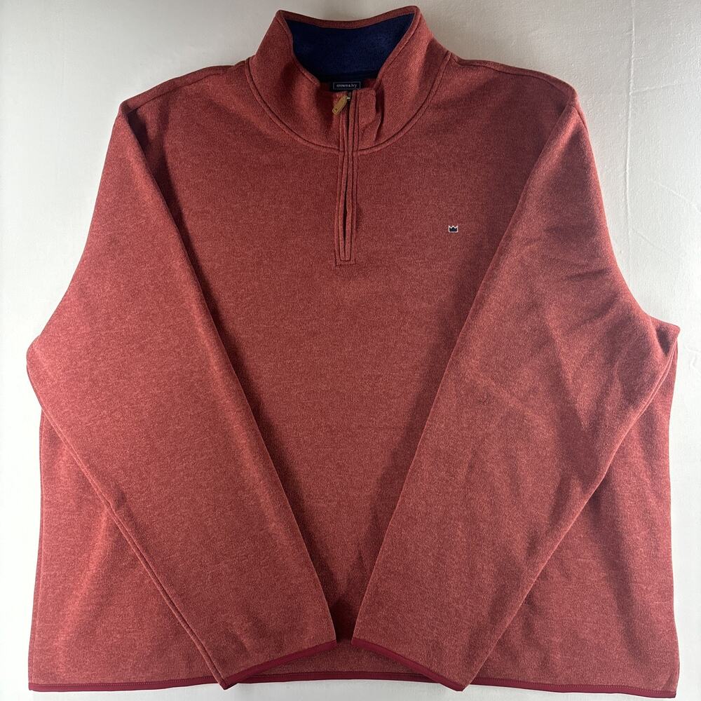 Crown & Ivy Sweater Mens 4x Rust Color Quarter Zip Mock Neck Knit Pullover Solid